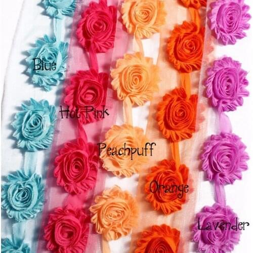 30yards/lot 2.6" 15colors Fashion Chic Shabby Chiffon Flowers For Kids Hair Accessories Fabric Flowers For Headband Supplies