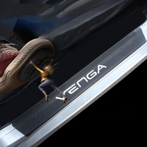 4pcs Carbon Fiber Vinyl Car Door Sill Protector Scuff Plate Sticker for Kia Venga Car Accessories