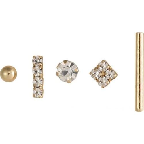 Geometric-shaped 5Pcs/1 Set Charming Charming Rhinestone Stud Ear Ring Portable Ear Stud Mini for Gifts