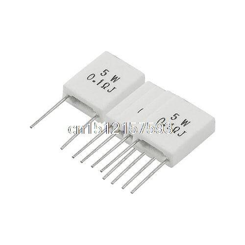 5 x 5W 0.1 Ohm 5% Radial Lead Ceramic Cement Power Resistors