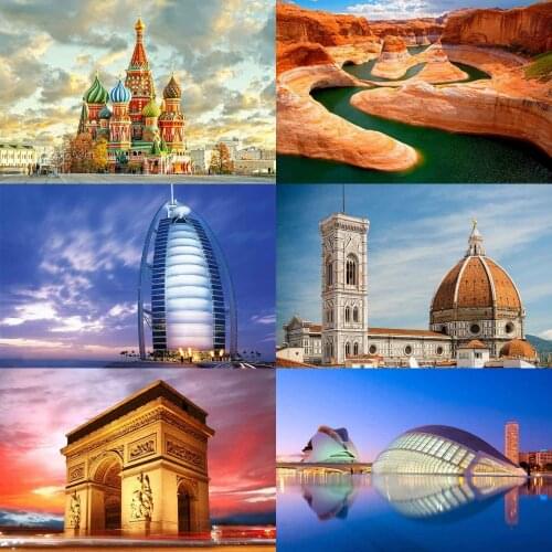 Full Drill 5D DIY Diamond Painting London Paris Egypt Diamond Embroidery Landscape Famous Mosaic Cross Stitch Kits Home Decor