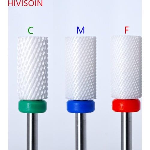 White Ceramic Nail Drill Bit - Large Barrel Bit (C-F)