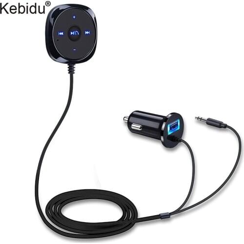 Wireless Bluetooth Music Receiver 3.5mm AUX Car Kit Adapter Handsfree Bluetooth Car Kit with USB Charger for iPad Smartphone