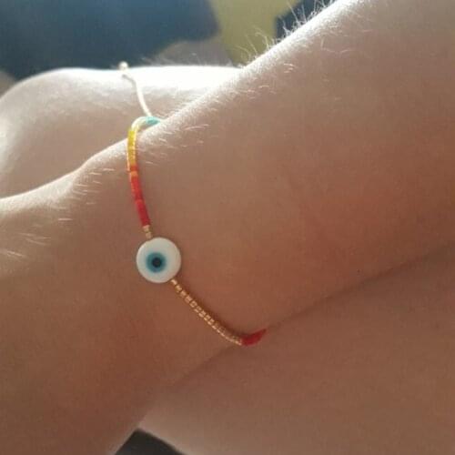 Bohemian Evil Eye Bracelet Turkish Evil Eye Bracelet for Women Cute Jewelry Beaded Bracelets Adjustable Simple Bangle