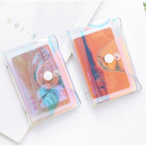 Hologram Transparent Credit Card Holder Women Card Case Organizer Wallet Fashion Clear Pvc Passport Cards Cover 20 Bits Card Bag