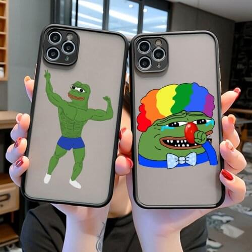 Sad Frog meme phone case for iPhone SE 2020 11 12 Pro X XR Xs Max 6 6S 7 8 Plus 12mini matte frosted case Coque case