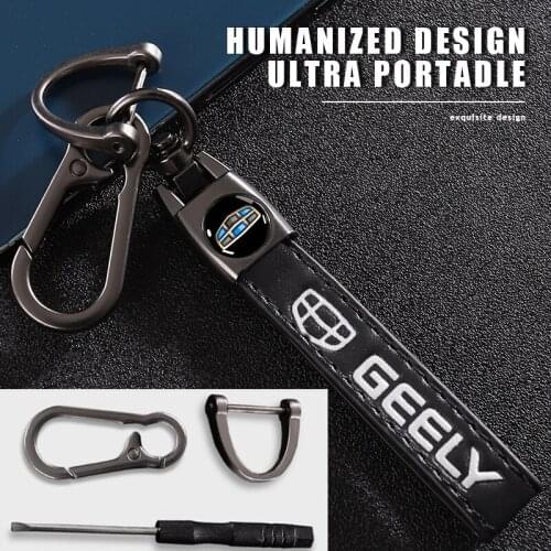Steel Buckle Car KeyChain With Auto Logo Metal Key Ring Anti-Lost Accessories For Geely Atlas Boyue NL3 X6 EX7 Emgrand X7 SUV GT