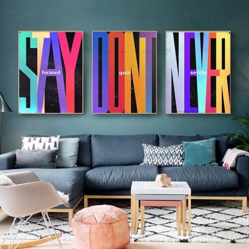 Stay Focused Don't Quit Never Settle Canvas Painting Motivational Posters and Prints Pop Street Wall Art Pictures Home Decor