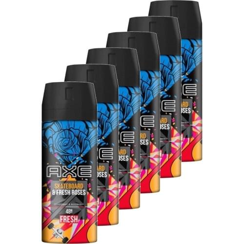 Axe Skateboard and Fresh Roses Men 'S Deodorant 150 Ml. Sextet Set