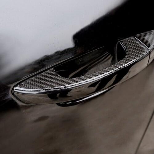 Car Carbon Fiber Exterior Door Handle Cover Sticker Trim For VW Touareg 2011 2012 2013 2014 2015 2016 2017 2018