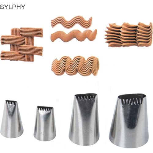 #47#48#895#1D 4Pcs Stainless Steel Piping Icing Nozzle for Cream Metal Accessories Pastry Tools Weave Cake Cream Decoration Tips