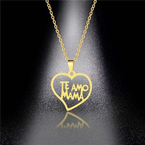 Delicate Letter Mama Necklace Mothers Love Heart Pendant Jewelryl Stainless Steel Chain Necklace for Moms Mothers Day Gifts