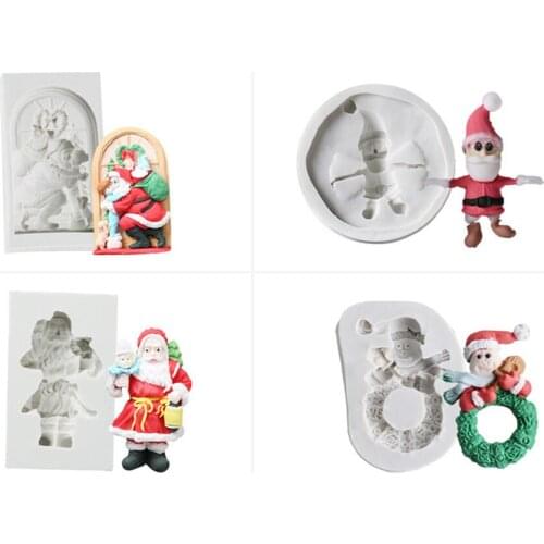 New Christmas Silicone Mold Series Cake Mould Snowman Santa Handmade Soap Molds Elk Snowman Santa Claus Bells Aroma Wax Mould