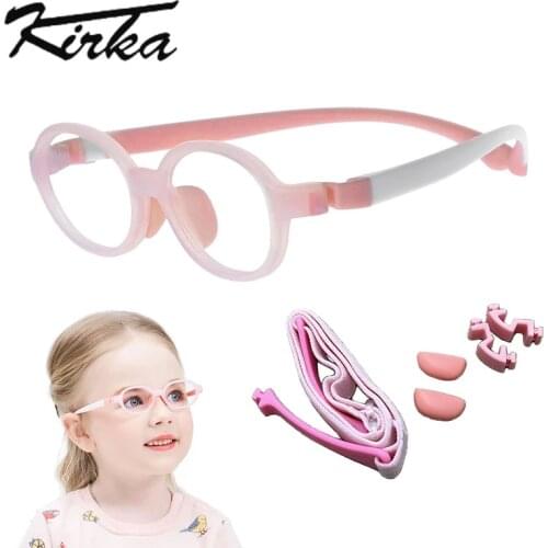 Kirka Optical Children Glasses Frames TR90 Flexible Kids Silicone Glasses Baby Eyeglass Kids Rubber Glasses Pink Unisex