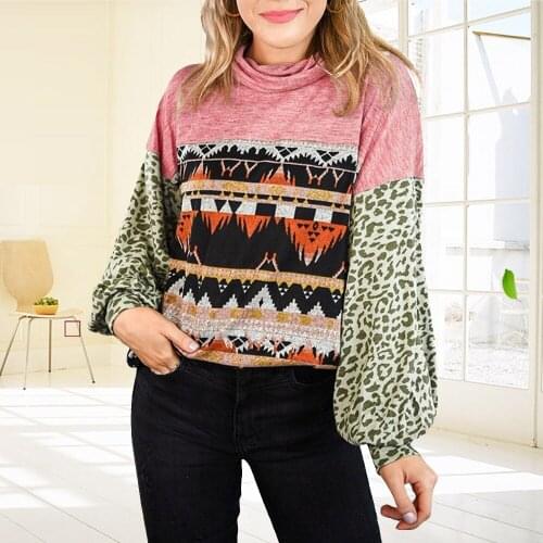 Autumn Winter Women Pullover Fashion Leopard Print Patchwork Long Sleeve Top Oversized Hoodie Harajuku Loose Sweetshirts