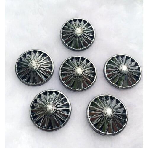 Gun-black 30mm Round Flat Back 3D flower stones and crystal Resin Rhinestone trim Gems For Costume Button Crafts 8pcs/lot -E798