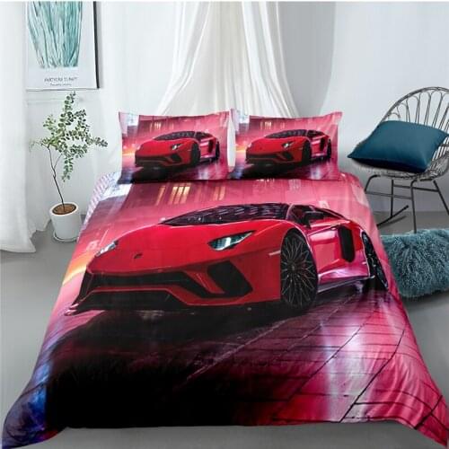 Luxury 3D Sports Car Printed Bedding Set 2/3pcs Comfortable Racing Car Duvet Cover Pillowcase Home Textile Queen and King Size