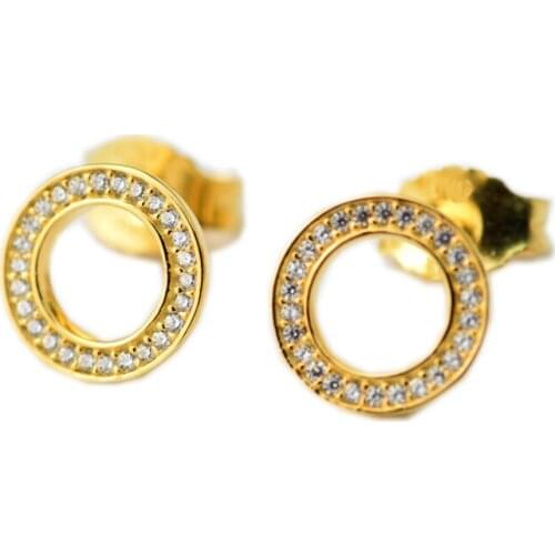 100% 925 Sterling Silver Earring Shine Clear CZ Forever Stud Earrings For Women Earings Fashion Jewelry brincos mujer