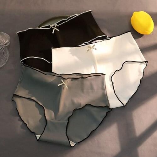 Sexy Women Panties Ice Silk Briefs Seamless Slip Ruffle Female Underpants Lady Girls Smooth Plain Underwear