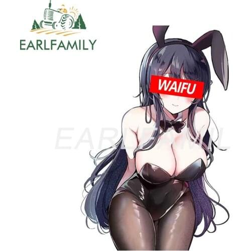 EARLFAMILY 13cm x 8.6cm for Waifu Bunny Girl Car Stickers Graffiti Vinyl Car Wrap Decal Motorcycle Campervan Waterproof Decals