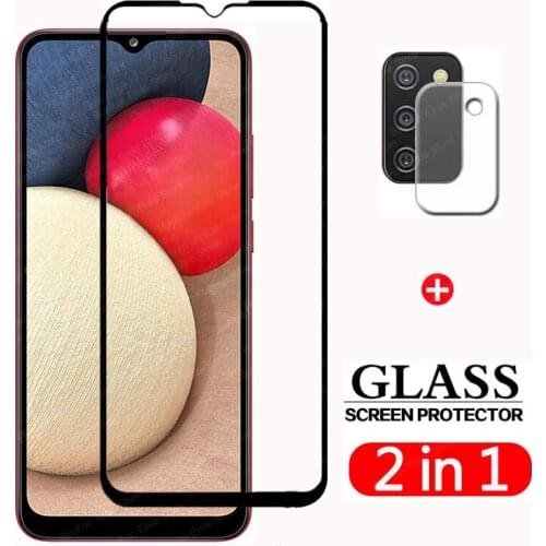 2 in 1 Tempered Glass On For Samsung Galaxy A02s Screen Protector Safety Camera Film Samsun A 02s A025 Full Protective Glass