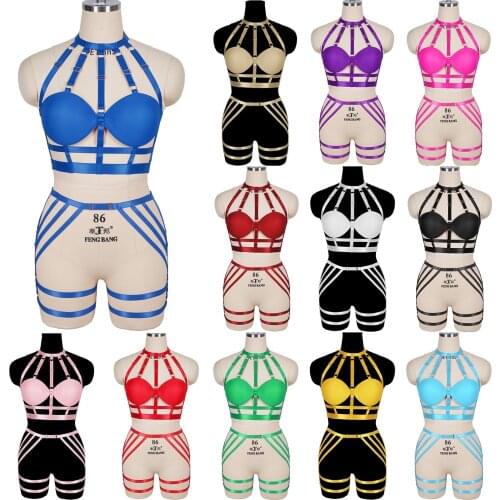 Full Body Harness For Women Goth Harness Sexy Body Bondage Wedding Stockings Harness Cage Bra Suspenders Stockings