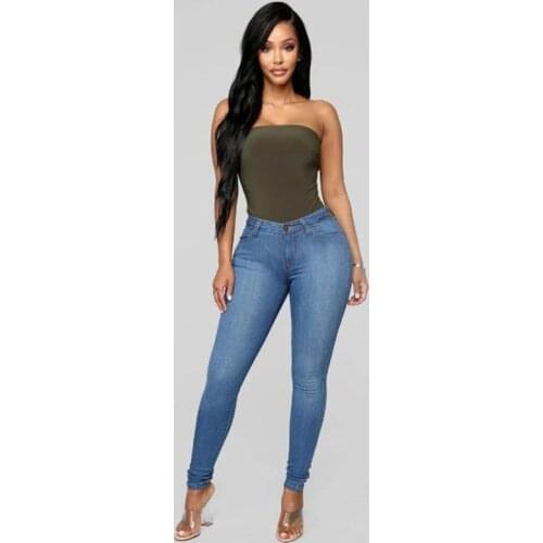 Womens Jeans Pants High Waisted Skinny Sexy Blue Mom Pencil Pants Autumn 2021 Button Fly Vintage Cotton Denim Pants for Women