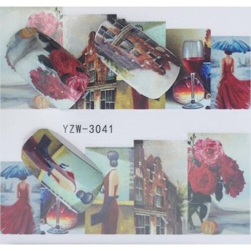 Lady Glass Image Nail stickers art decorations slider adhesive Water Transfer decals manicure lacquer accessoires polish foil