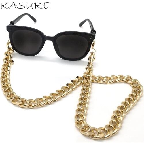 Kasure Gold Beads Sunglasses Chain Eye Glasses Aluminum Beads Chain For Women Hip Hop Non-Slip Glasses Lanyard Accessories