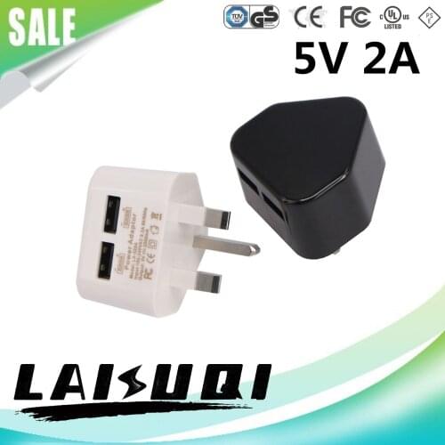 1pcs 5v 2a 2 Usb Ac/dc Power Adapter Uk Plug 5v2a Charger Supply For Phone Other LAISUQI New Hot Sale Special Offer