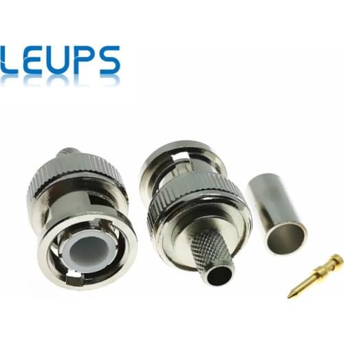 100PCS BNC Male Plug Q9 Crimp RG58 RG142 RG223 RG400 LMR195 50-3 RF Connector