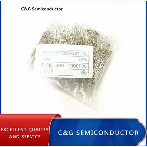 1000PCS 1/4W Watt 2.2K ohm Carbon Film Resistor 0.25W 5% ROHS (3K 3.3K 3.9K 5.1K 1.8K 2.7K 3.6K 8.2K 47K
