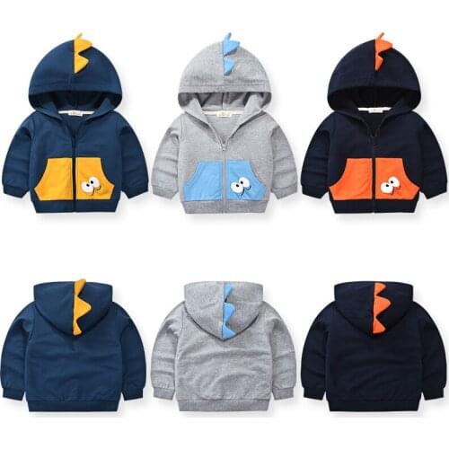 27kids Autumn Newborn Baby Boy Jacket Cute Pattern Coat Cartoon Cotton Trench Clothes Tops Hooded Windbreaker Outerwe 2-9Years
