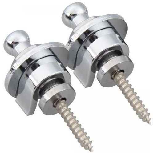 2x 2x Electric Bass Guitar Round Head Skidproof Strap Locks StrapLocks Silver