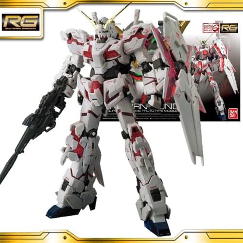 BANDAI Gundam RG25 RX-0 Unicorn Gundam model kids assembled Robot Anime action figure toys
