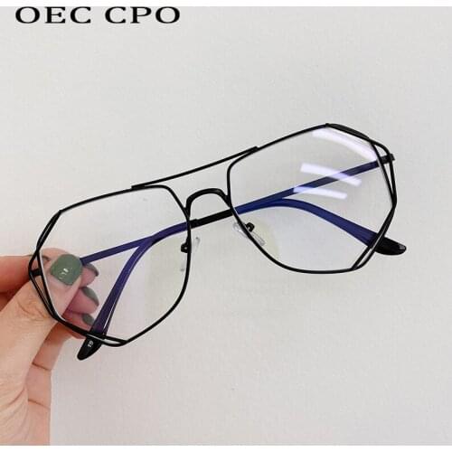 OEC CPO Transparent Anti-blue light Glasses Frame Women Fashion Clear Square Glasses Men Vintage Optics Female Eyeglasses Gafas
