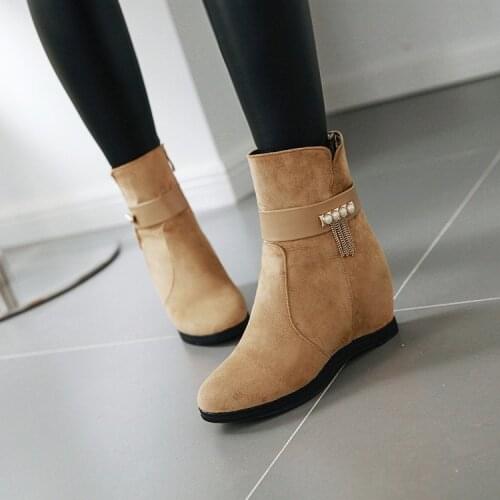 Big Size 9 10 11 12 boots women shoes ankle boots for women ladies boots shoes woman winter Matching color round head wedge