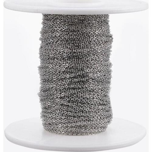 10m/roll 304 Stainless Steel Cable Chains with Spool Gunmetal Golden Rose Gold Color 1.1x0.3mm Chain Necklace Diy Jewelry Making