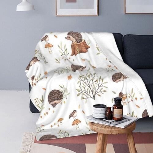 Hedgehog Blankets Flannel Summer Cute Animal Multifunction Lightweight Throw Blankets for Home Bedroom Plush Thin Quilt