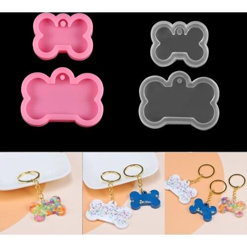 Dog Bone Shape Resin Silicone Mold Dog Tag Pendants Keychain Casting Epoxy Mould for DIY Crafts Jewelry Making Key Ring Tools