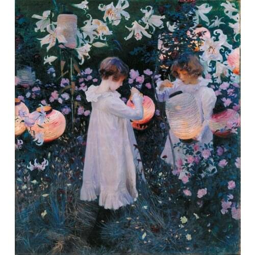 Oil Painting Reproduction Canvas Wall Art Painting Carnation,Lily,Lily,Rose by John Singer Sargent Original Quality Hand Painted
