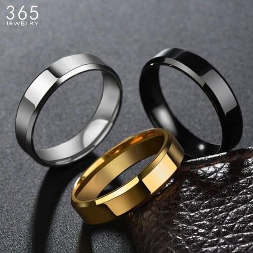 High Quality 6mm Stainless Steel Ring For Women Men Fashion Gold Color Finger Rings Wedding Band Jewelry Gift