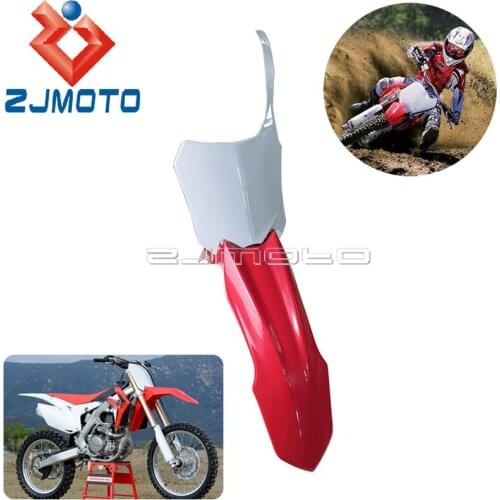 Red Front Fenders + Dirt Bike White Front Number Plate Plastic Cover For For Honda CRF450R 13-16 CRF250R 14-17 Motocross Enduro