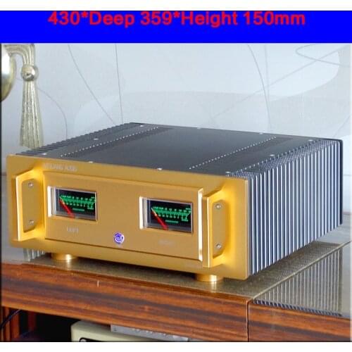 KYYSLB 430*359*150mm A60 Aluminum Alloy Power Amplifier Chassis Box House DIY Enclosure with Meter Head Amplifier Case Shell