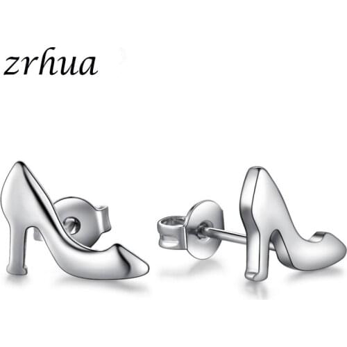 ZRHUA Authentic Silver Color Cute Shoe Earrings For Women Casual Style Girl Earings Personality Girls Engagement jewelry
