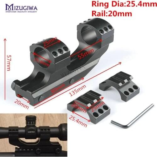 MIZUGIWA Heavy Duty Scope Mount 25.4mm 1" Dual Rings Cantilever Flat Top Rifle 20mm Picatiiny Rail Weaver Mount Hunting Tactical