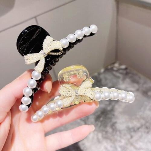 Fashion Girls Sweet Rhineston Hair Claws Beam Hairpin Women Hair Accessories Beauty Hair Crab Clamp Headwear pearls Hair Clip