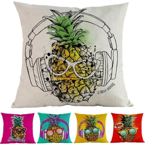 Fashion Cool Pineapple with Sunglasses And Headphones Various Colors Throw Pillow Case Nordic Home Decorative Sofa Cushion Cover