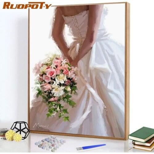 RUOPOTY DIY Painting By Numbers Sunflower Picture Colouring Zero Basis HandPainted Paints DIY Gift Wall Home decor gift