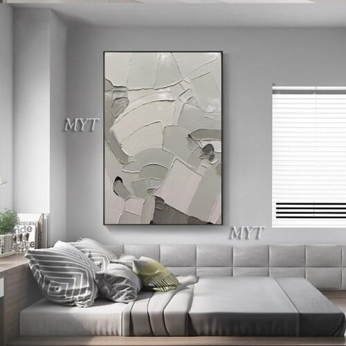 Knife Gray Hand Painted Modern Abstract Oil Painting Wall Art Canvas Paintings Art Pictures for Living Room hotel wall Decor